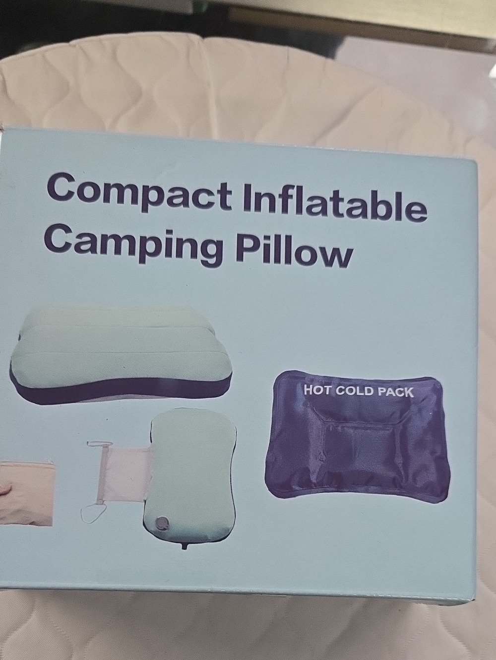 Compact Inflatable Camping Pillow - Light Blue
